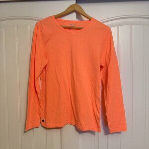 Sivvan Underscrubs Long Sleeve T Shirt Large Coral Orange Polyester Blend Crew